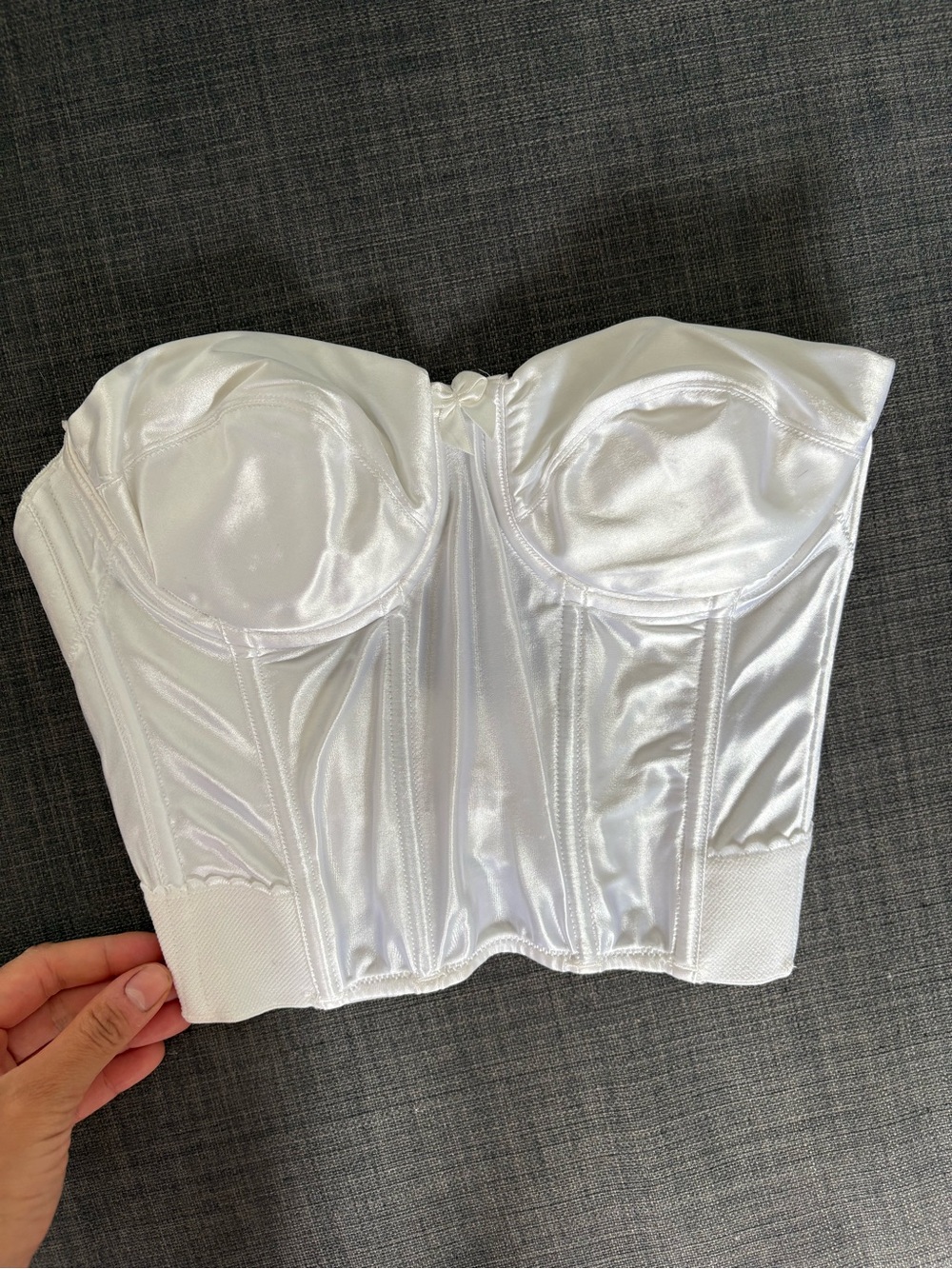 Victoria's Secret White Satin Strapless Longline Bustier
